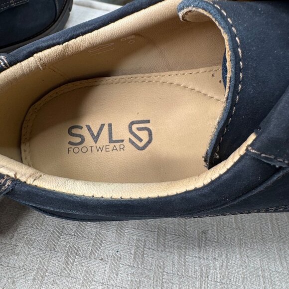 Mens SVL Footwear Size 10 Navy Blue Leather Captoe Oxford Shoes Casual & Dressy main image 5